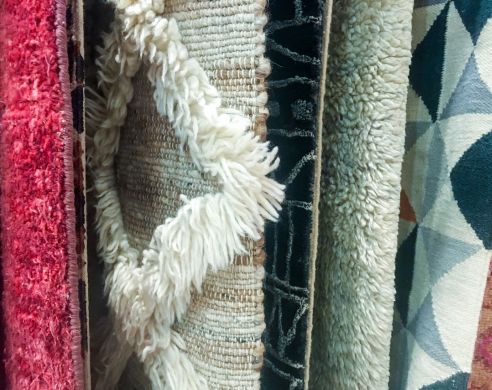 Close Up Of Hanging Wool Rugs