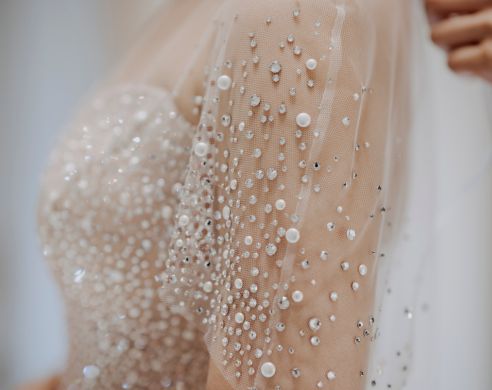 wedding dress detail up close