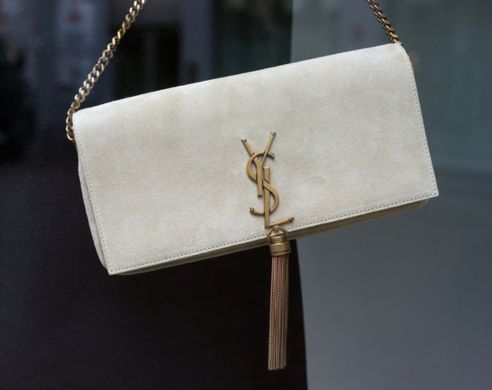White Handbag With Gold Details