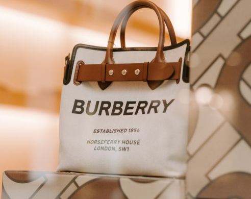 A White And Brown Burberry Leather Bag