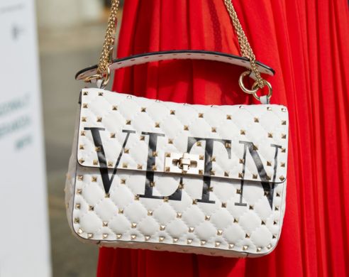 white leather Valentino bag with studs