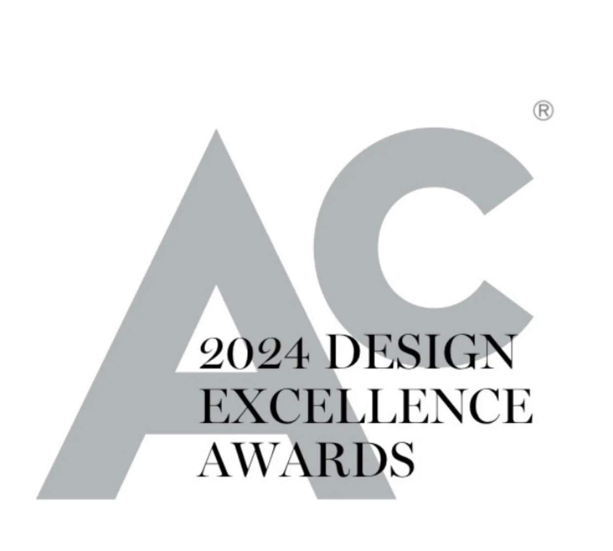 Logo For The 2024 Design Excellence Awards With Large Letters "ac" In The Background.