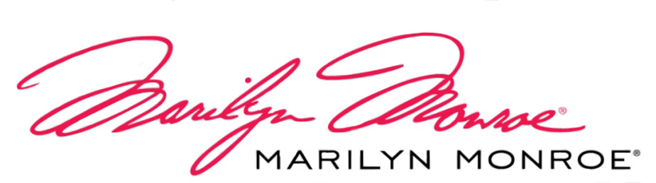 Red Cursive Signature Above Uppercase Text That Reads "marilyn Monroe" In Black, All On A White Background—an Iconic Nod To Hollywood Heritage.