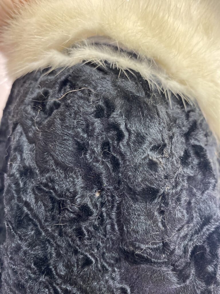 Close Up Of A Textured Black Fur Surface With A Band Of Light Tan Fur At The Top Edge, Highlighting The Detail That Makes Professional Leather Cleaning And Suede Care Essential For Preserving Such Luxurious Materials.