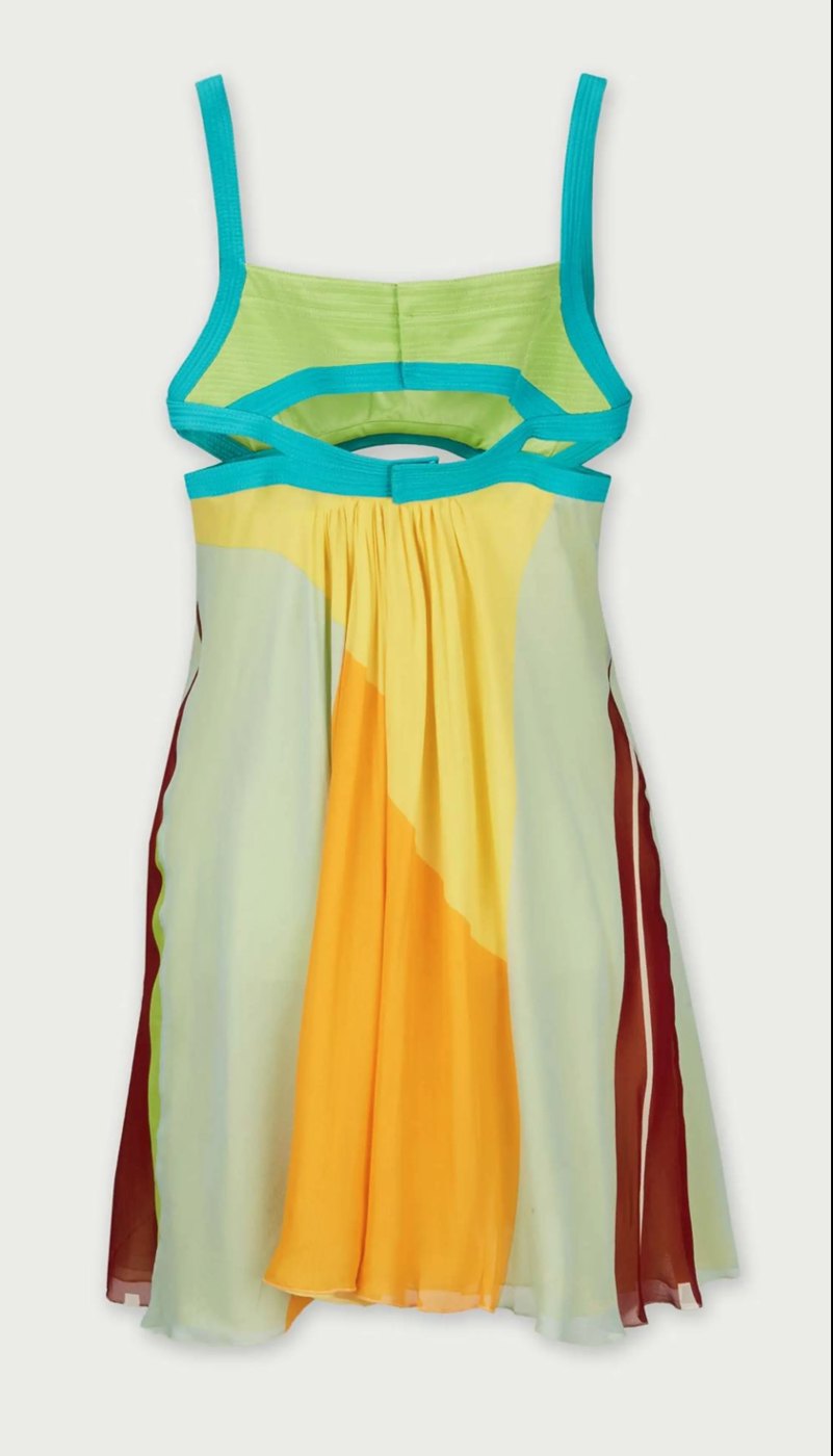 Donatella Versace Spring 2003 dress after cleaning by Margaret's, back view, as presented for Julien's Auctions