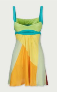Donatella Versace Spring 2003 color-block evening dress after cleaning by Margaret's, front view